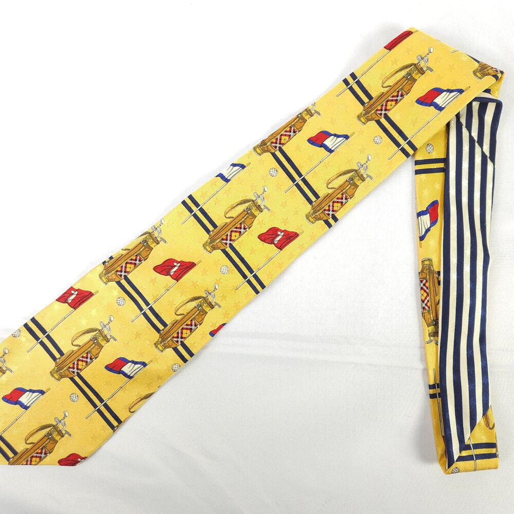 Tommy‎ Hilfiger Golfing Golf Bag Stars Graphic Silk Tie 57.25" x 4" Made in USA